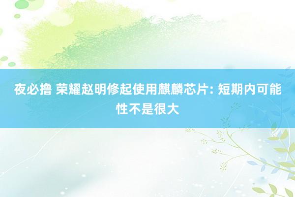 夜必撸 荣耀赵明修起使用麒麟芯片: 短期内可能性不是很大