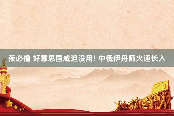 夜必撸 好意思国威迫没用! 中俄伊舟师火速长入